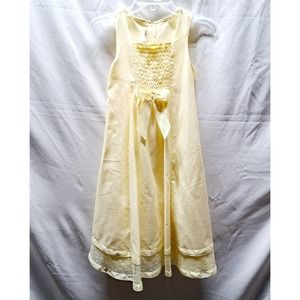 Bobbie Jean Light Yellow Sleeveless Below Knee  Smocked FrontBow BackTie Dress 8